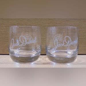 Jack Daniels Old No. 7 Whiskey Rock Glass Etched Round Bottom Low Ball Set Of 2